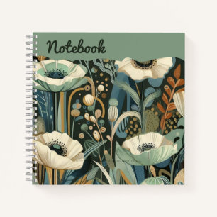 Blauwgroen Bloom - Dreamscape of Poppies & Mist Notitieboek