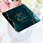 Blauwgroen Blue Agate Gold Script Wedding Kartonnen Onderzetters<br><div class="desc">Deze stijlvolle moderne bruiloft onderzetters zijn voorzien van een blauwgroen blauw waterverf agaat geode achtergrond versierd met faux gold glitter. Personaliseer ze met de namen van het paar in goudkleurige handschriftkalligrafie over een groot ampersand en de trouwdatum in koperlettertype.</div>