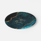 Blauwgroen Blue Agate Gold Script Wedding Papieren Bordje (Gekanteld)