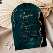 Blauwgroen Blue Agate Script Arch Wedding Kaart