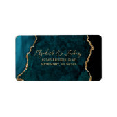 Blauwgroen Blue Agate Script Wedding RSVP-adres Etiket (Voorkant)