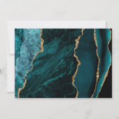 Blauwgroen Blue Agate Script Wedding Sla de datum  Save The Date (Achterkant)