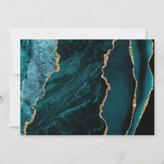 Blauwgroen Blue Agate Script Wedding Sla de datum Save The Date (Achterkant)