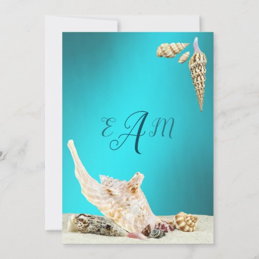 Blauwgroen Blue Aqua Seashell Beach Weddenschap Kaart (Achterkant)