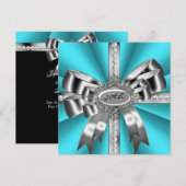 Blauwgroen Blue Aqua Silver Bow 30th Black White P Kaart (Voorkant / Achterkant)