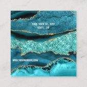 Blauwgroen Blue Aqua Turquoise QR Code Visitekaart Vierkante Visitekaartje (Achterkant)