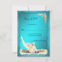 Blauwgroen Blue Aqua Turquoise Seashell Wedding RS