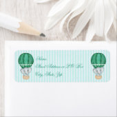 Blauwgroen Blue Baby Boy Elephant in Hot Air ballo Etiket (Insitu)