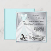 Blauwgroen Blue Ball Gown Hoge Hakken Blauwgroen Q Kaart (Voorkant / Achterkant)