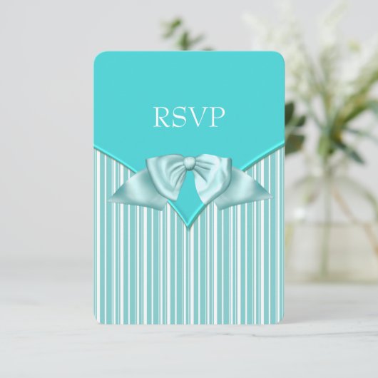 Blauwgroen Blue Bat Mitzvah RSVP Kaartje (Staand voorkant)