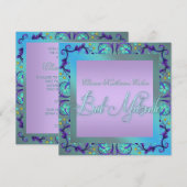 Blauwgroen Blue Bat Mitzvah-uitvindingen Kaart (Voorkant / Achterkant)