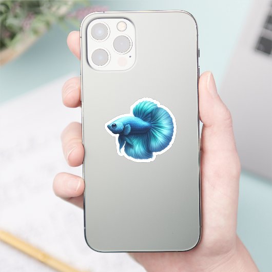 Blauwgroen Blue Betta Fish Sticker (Telefoon)