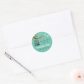 Blauwgroen Blue  Bird Cage Floral Wedding Sticker (Envelop)