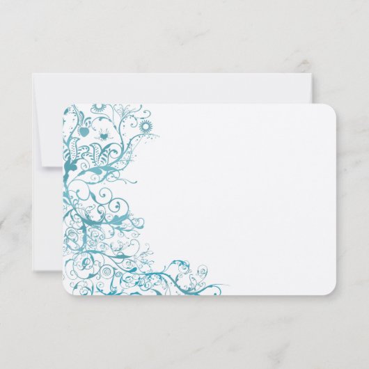 Blauwgroen Blue Birds Swirls Wedding RSVP Response (Achterkant)