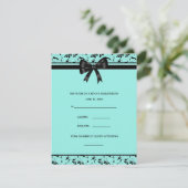 Blauwgroen Blue Black Swirl Aqua Invitation RSVP-k RSVP Kaartje (Staand voorkant)