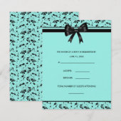 Blauwgroen Blue Black Swirl Aqua Invitation RSVP-k RSVP Kaartje (Voorkant / Achterkant)