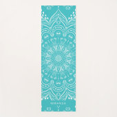Blauwgroen Blue Boho Mandala gepersonaliseerde med Yogamat (Voorkant)