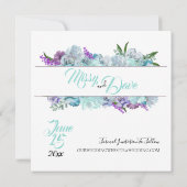 Blauwgroen Blue Bouquet Wedding Suite bewaar de da Kaart (Achterkant)