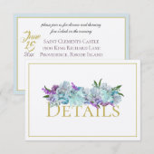Blauwgroen Blue Bouquet Wedding Suite - Opvanggege Informatiekaartje (Voorkant / Achterkant)