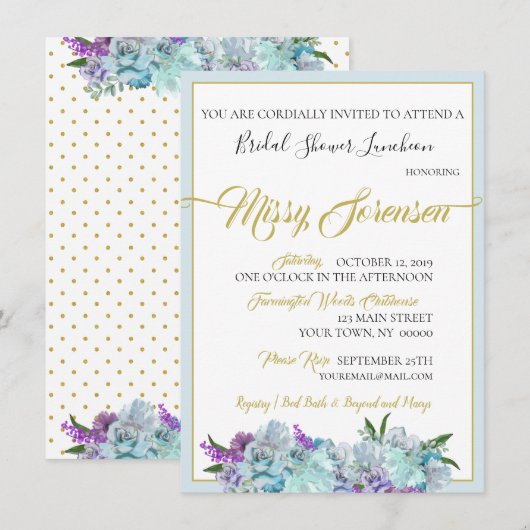 Blauwgroen Blue Bouquet Wedding Suite Shower Kaart (Voorkant / Achterkant)