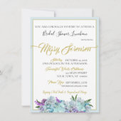 Blauwgroen Blue Bouquet Wedding Suite Shower Kaart (Voorkant)