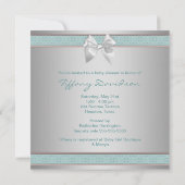 Blauwgroen Blue Bow Baby Meisje Douche Kaart (Achterkant)