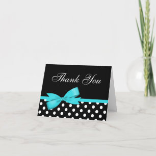 Blauwgroen Blue Bow Black Polka Dots Bedankt