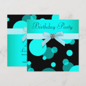 Blauwgroen Blue Bubbles Elk nummer Verjaardagsfees Kaart (Voorkant / Achterkant)