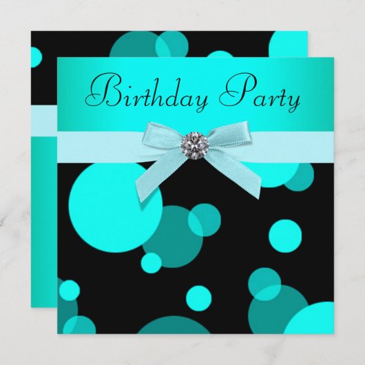 Blauwgroen Blue Bubbles Elk nummer Verjaardagsfees Kaart (Voorkant / Achterkant)