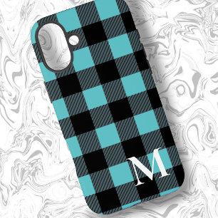 Blauwgroen Blue Buffalo Plaid Check iPhone 16 Plus Hoesje