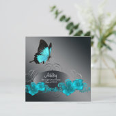 Blauwgroen Blue Butterfly Graduation-aankondiginge Kaart (Staand voorkant)