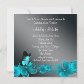 Blauwgroen Blue Butterfly Graduation-aankondiginge Kaart (Achterkant)