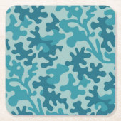 Blauwgroen Blue Camo Square Onderzetter Set (Voorkant)