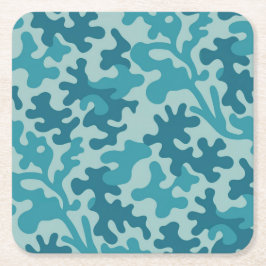 Blauwgroen Blue Camo Square Onderzetter Set