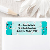 Blauwgroen Blue Cherry Blossom Print Etiket (Insitu)