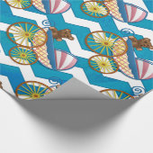 Blauwgroen Blue Chevron Baby Carriage Pattern Cadeaupapier (Hoek)