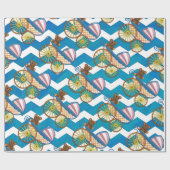 Blauwgroen Blue Chevron Baby Carriage Pattern Cadeaupapier (Vlak)