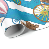 Blauwgroen Blue Chevron Baby Carriage Pattern Cadeaupapier (Rol Hoek)