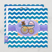 Blauwgroen Blue Chevron Baby shower Square Kaart (Voorkant / Achterkant)