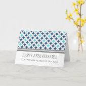 Blauwgroen Blue Circles Medewerker Jubileum Kaart (Gele Bloem)