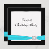 Blauwgroen Blue Classy Black 40e verjaardagsfeest Kaart (Voorkant / Achterkant)