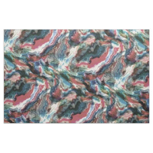 Blauwgroen Blue Coral Red Waterverf zwaait kunstpa Stof