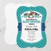 Blauwgroen Blue Cowboy Baby shower Invitation Kaart (Voorkant / Achterkant)