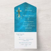 Blauwgroen Blue Cross Foto Template All in One Wed All In One Uitnodiging (Binnen)