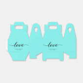 Blauwgroen Blue Custom Elegant love script Weddens Bedankdoosjes (Uitgevouwen)
