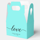 Blauwgroen Blue Custom Elegant love script Weddens Bedankdoosjes (Geopend)