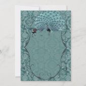 Blauwgroen Blue Damask  Peacock Wedding Kaart (Achterkant)