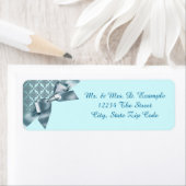 Blauwgroen Blue Damask Retouradreslabels Etiket (Insitu)