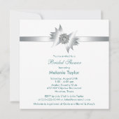 Blauwgroen Blue Diamond Bow Bridal Shower Uitnodig Kaart (Achterkant)