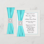 Blauwgroen Blue Diamond Ivory Wedding Kaart (Voorkant / Achterkant)